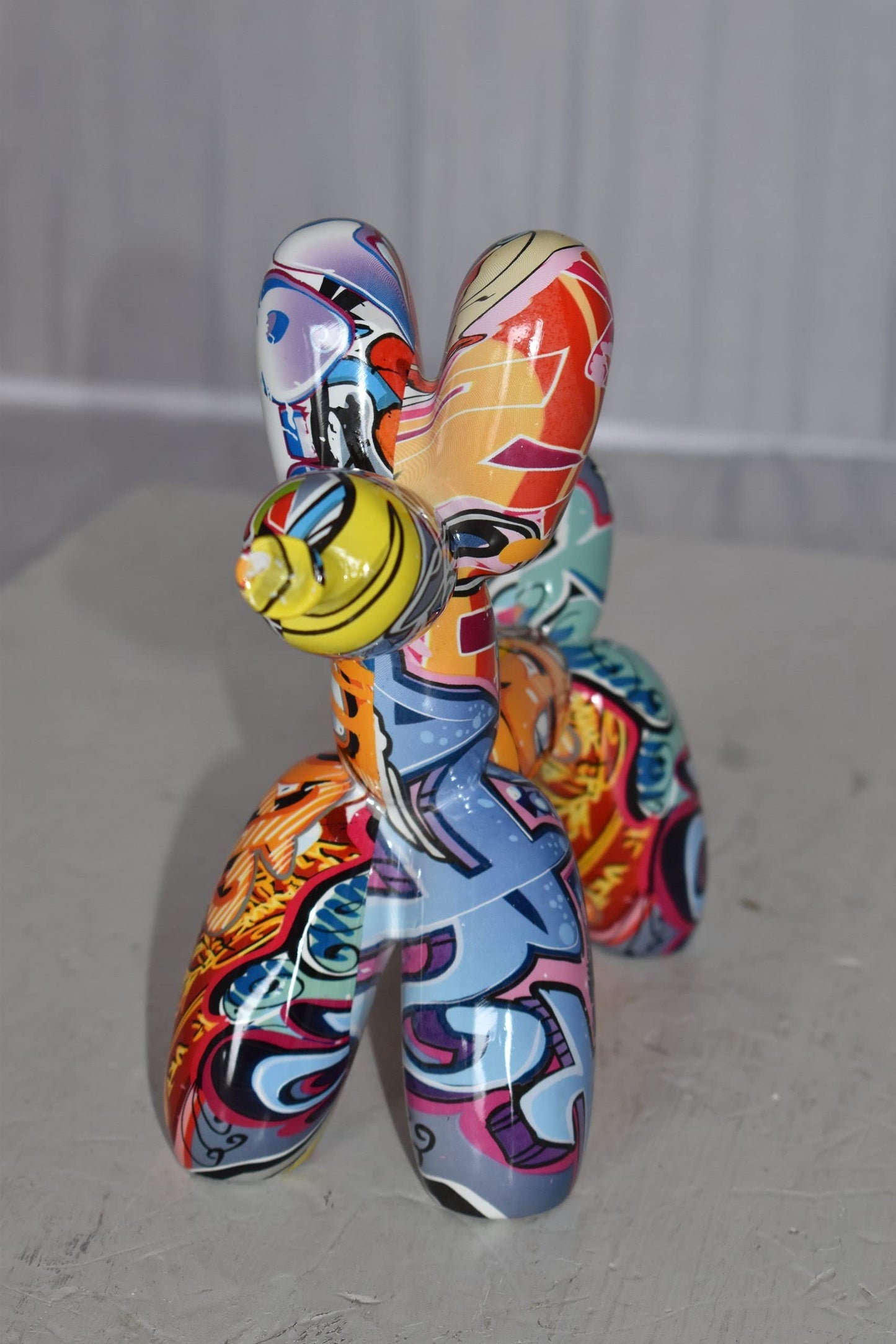 Modern Graffiti Looking Balloon Dog Statue Made of Resin Size: 10" x 4" x 8"H