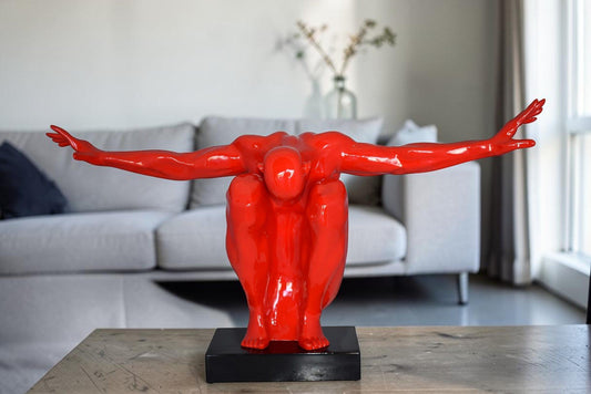 Red Saluting Body Builder Made of Resin Mounted on A Base Size: 37" x 14" x 19"H