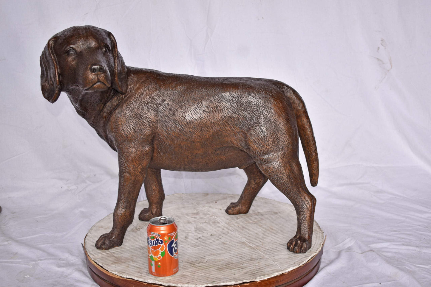Beagle Dog Standing Made of Bronze, Statue - Size: 27"L x 14"W x 21"H.