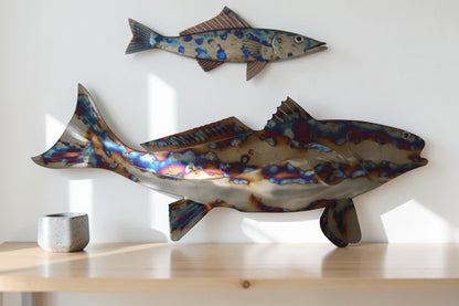Fish laser cut steel wall mounted - Size: 25"L x 2"W x 9"H.