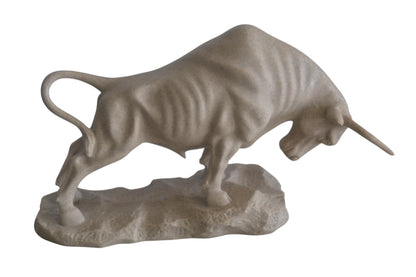 Resin Charging Bull Sculpture on Rocky Base Decor 14"x4"x9"H