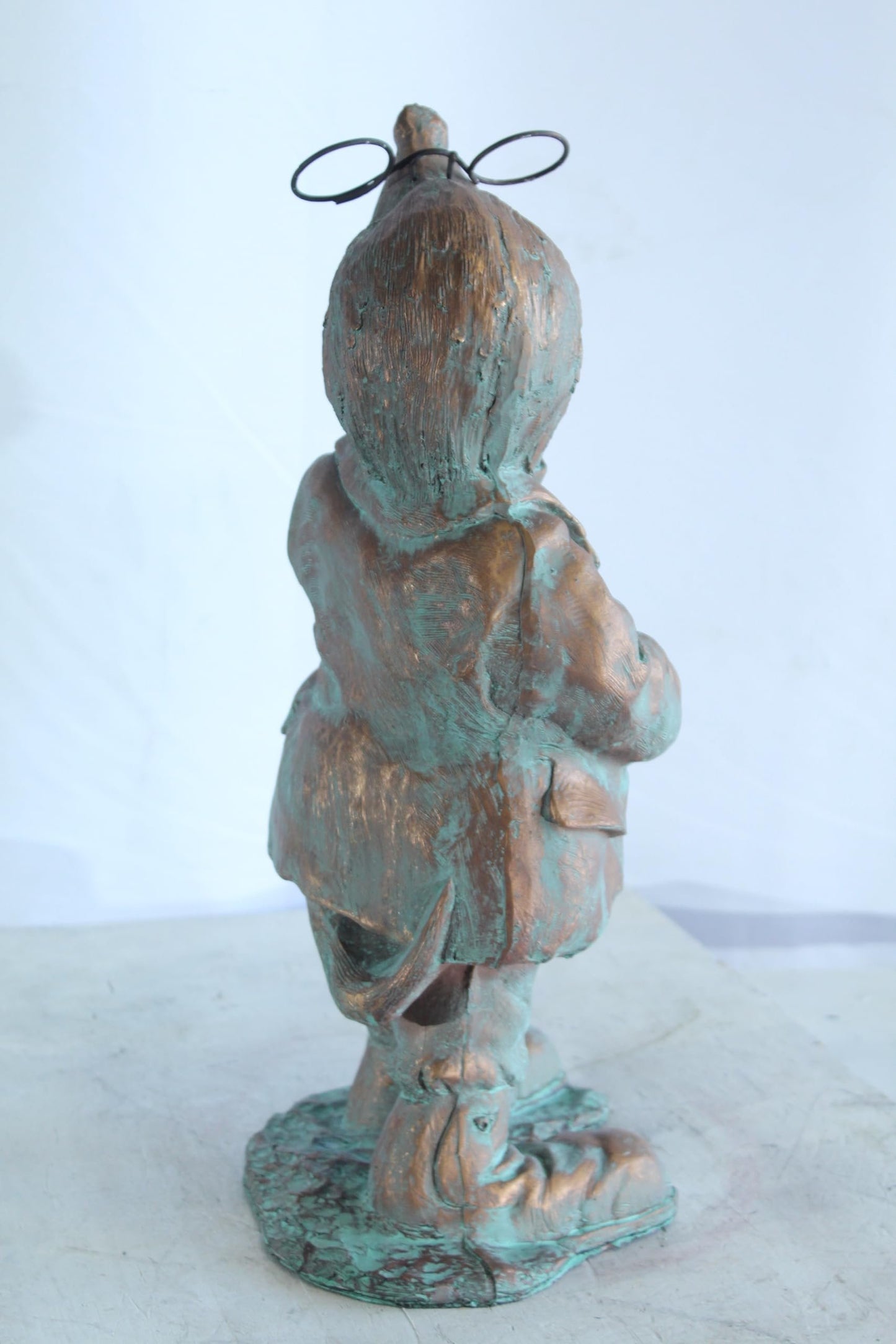 NIFAO Resin Mole Statue with Glasses Bronze Look Green Patina 8" x 7" x 22"H