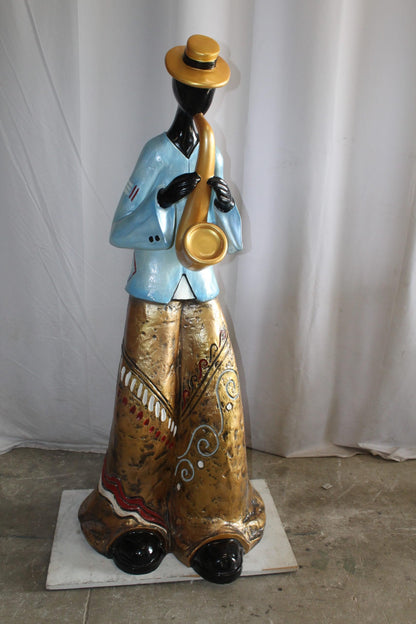 Life Size New Orleans Saxophone Street Musician Resin statue 31" x 23" x 65"H