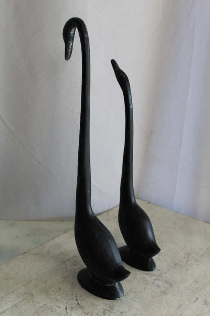 Aluminum Pair of Black Swans, Graceful Decor Accent 7" x 7" x 23"H