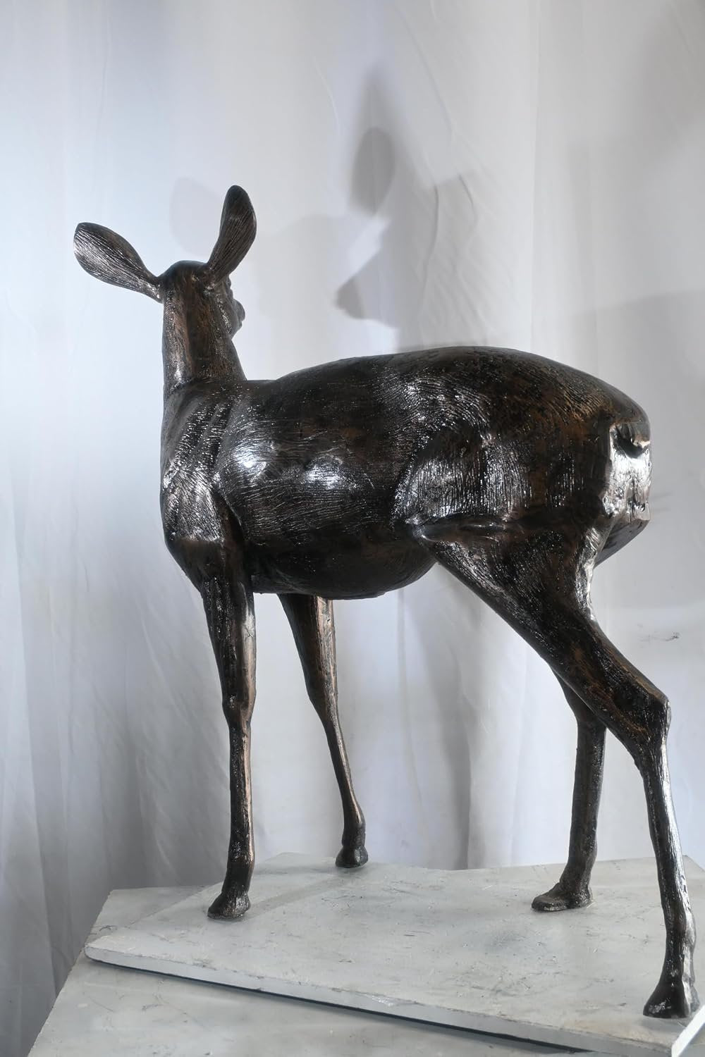 Graceful Doe Deer Statue Large Aluminum Garden Sculpture 48"x18"x46"H