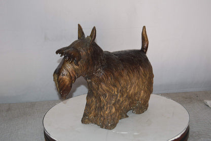 Terrier Dog Bronze Statue -  Size: 19"L x 8"W x 15"H.