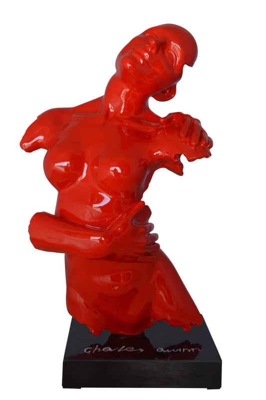 Modern resin statue of a woman hugged by a men -  Size: 13"L x 9"W x 24"H.