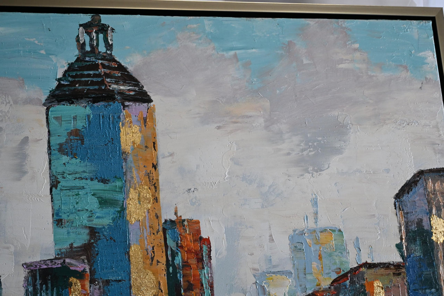 Vivid New York City Canvas Painting Framed Abstract Art 41"x61"