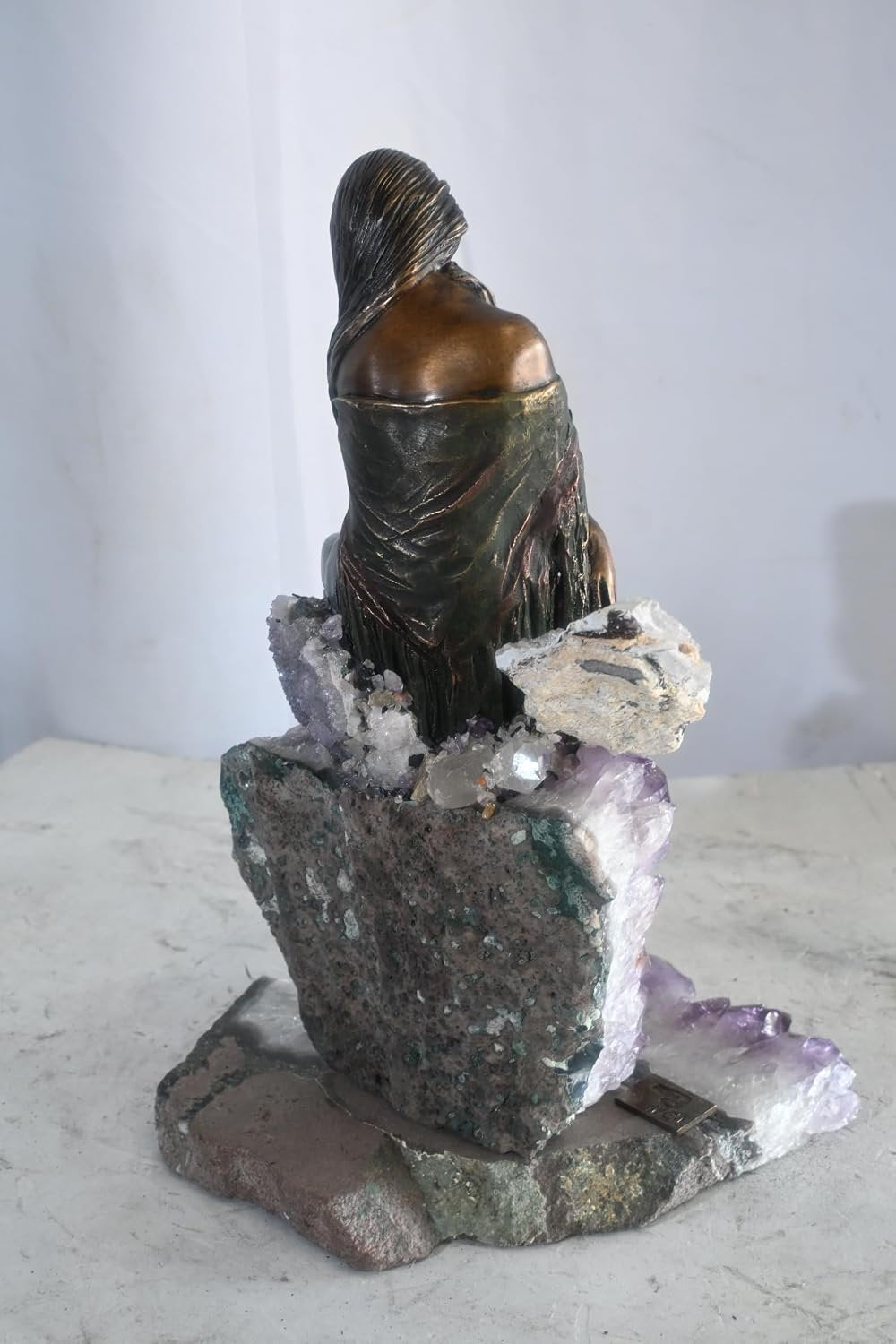 Manel Vidal Evenfall Bronze Maiden on Amethyst Ebano Art 12"x10"x17"H