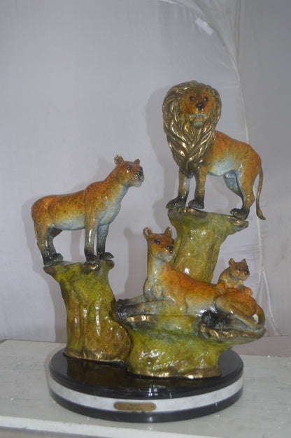 Family of Lions Bronze Statue - Lion King -  Size: 21"L x 22"W x 28"H.