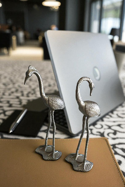 Aluminum Pair of Swans with Gold and Silver Finish 8" x 6" x 22"H