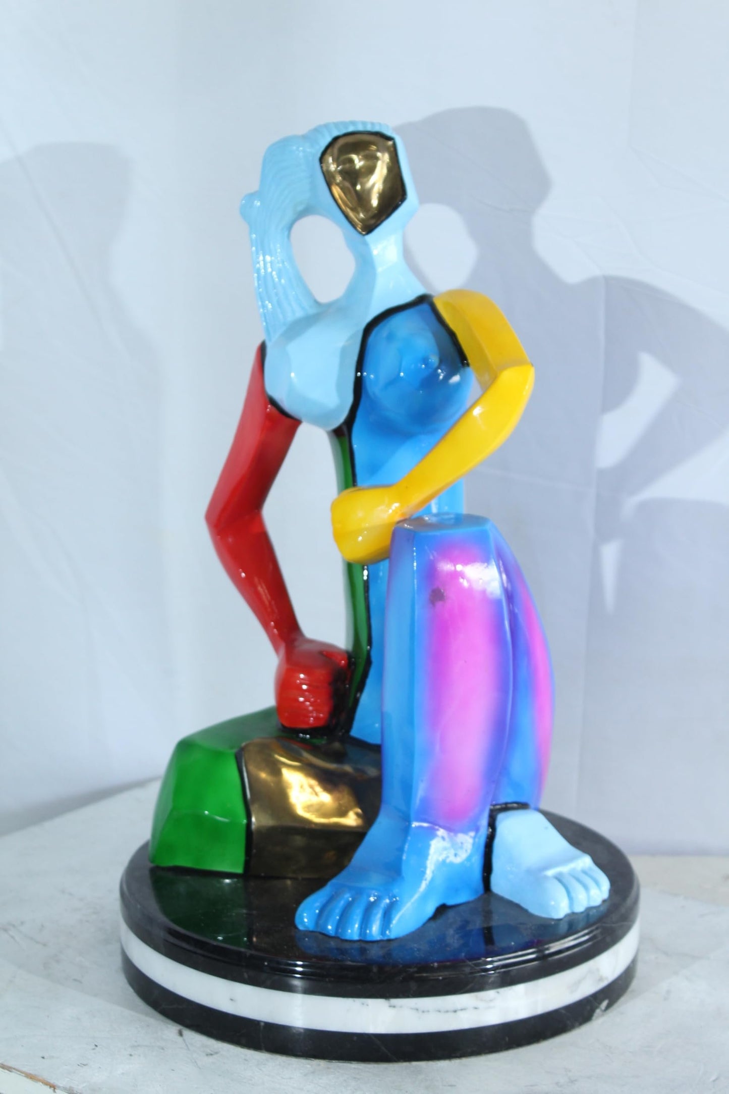 NIFAO Picasso Style Bronze Woman Statue Colorful Abstract Modern Art 14" x 14" x 23"H