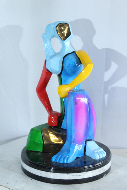 NIFAO Picasso Style Bronze Woman Statue Colorful Abstract Modern Art 14" x 14" x 23"H