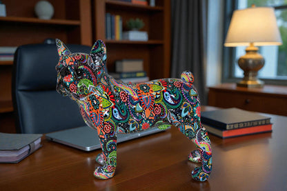 Multicolor Abstract Pug Resin Statue Size: 13" x 5" x 11"H