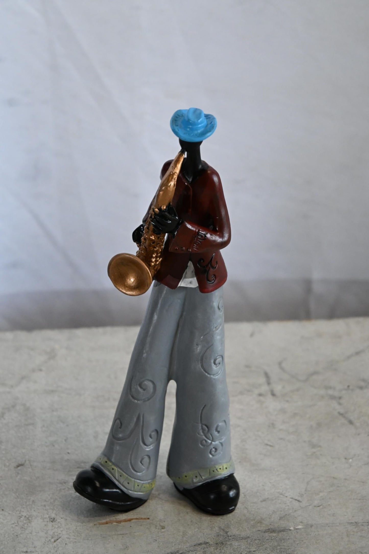 NIFAO Jazz Saxophone Player Resin Figurine Musician Statue 4"x3"x10"H