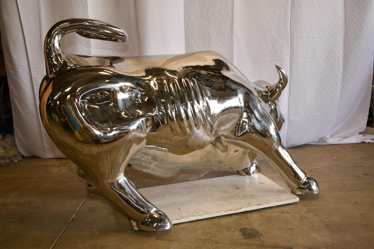 Large Wall Street Bull Made of Stainless Steel 60" x 30" x 37"H