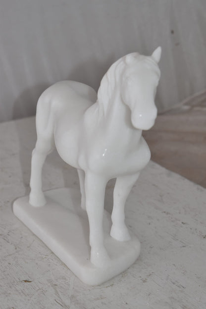 Standing Horse Made of White Marble Size: 11" x 5" x 9"H