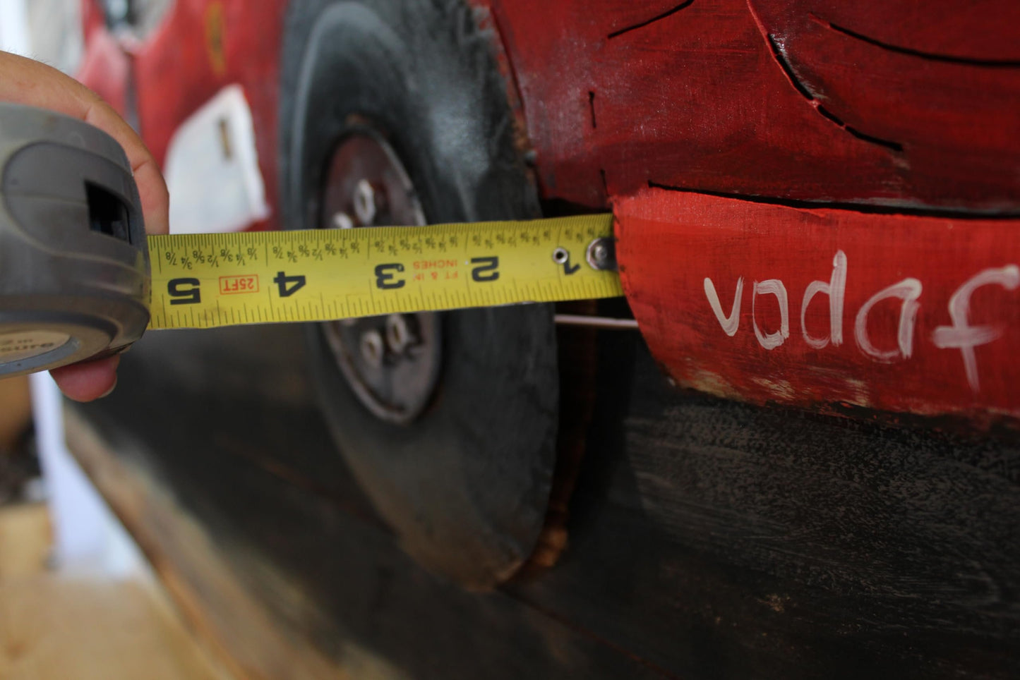 NIFAO Formula One Inspired Red Racing Car 3D Metal Art on Wood 79" x 2" x 40"H