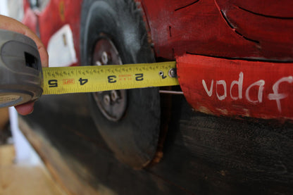 NIFAO Formula One Inspired Red Racing Car 3D Metal Art on Wood 79" x 2" x 40"H