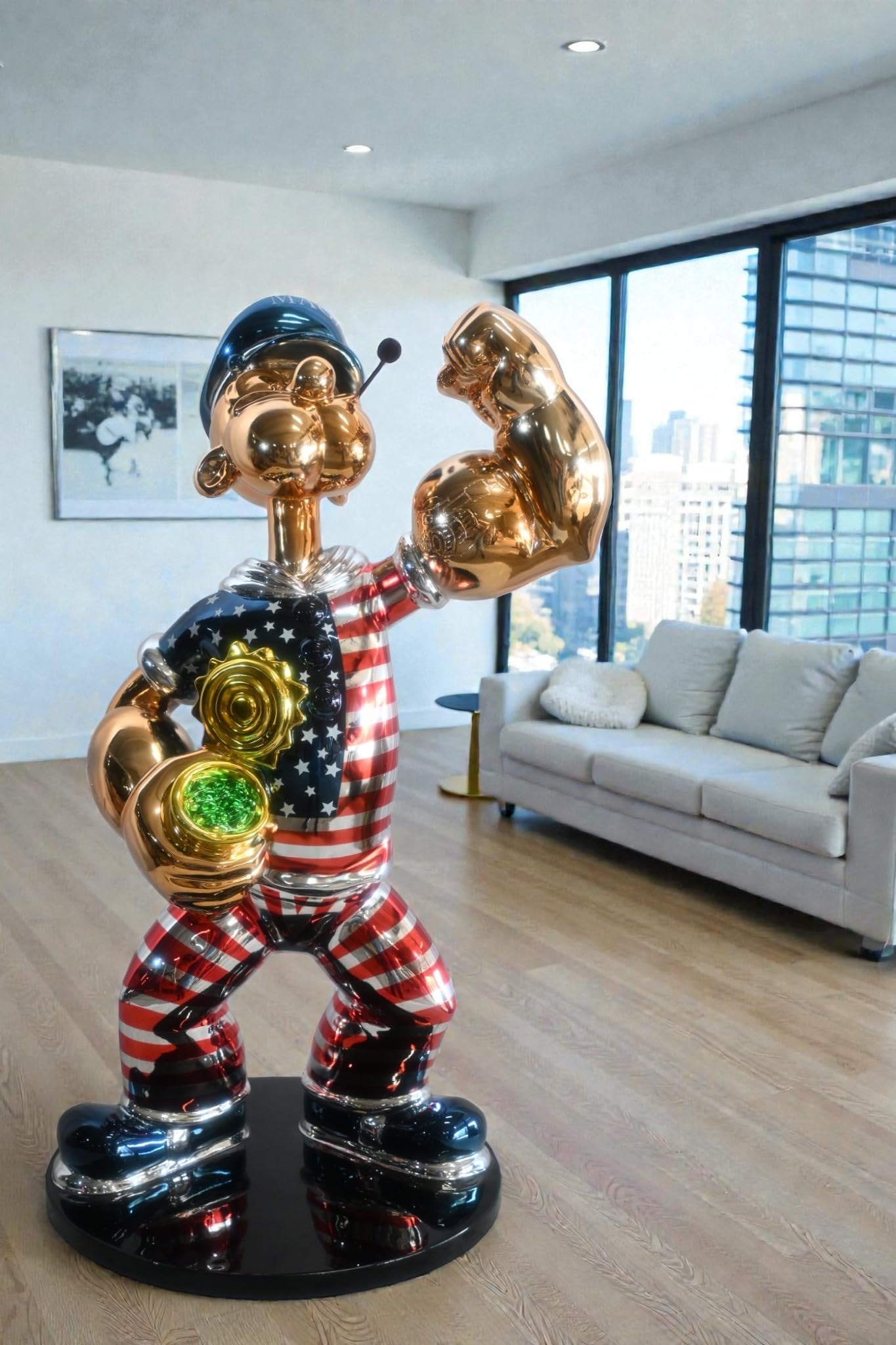Popeye Patriotic Sailor MAGA Resin Sculpture 18"x16"x31"H