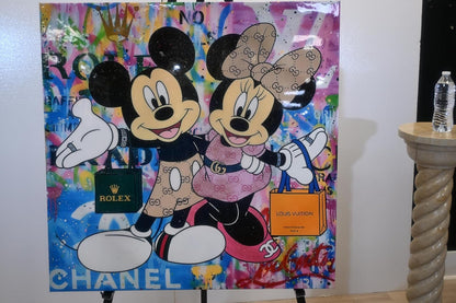 Fashionista Mice Shopping Pop Art Resin Canvas 38"x38"