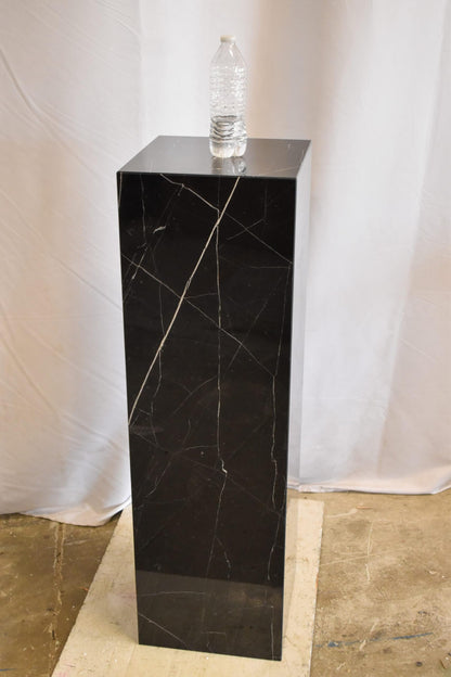 Pedestal For Artwork, Modern Black and White Marble Stone 12" x 12" x 39"H