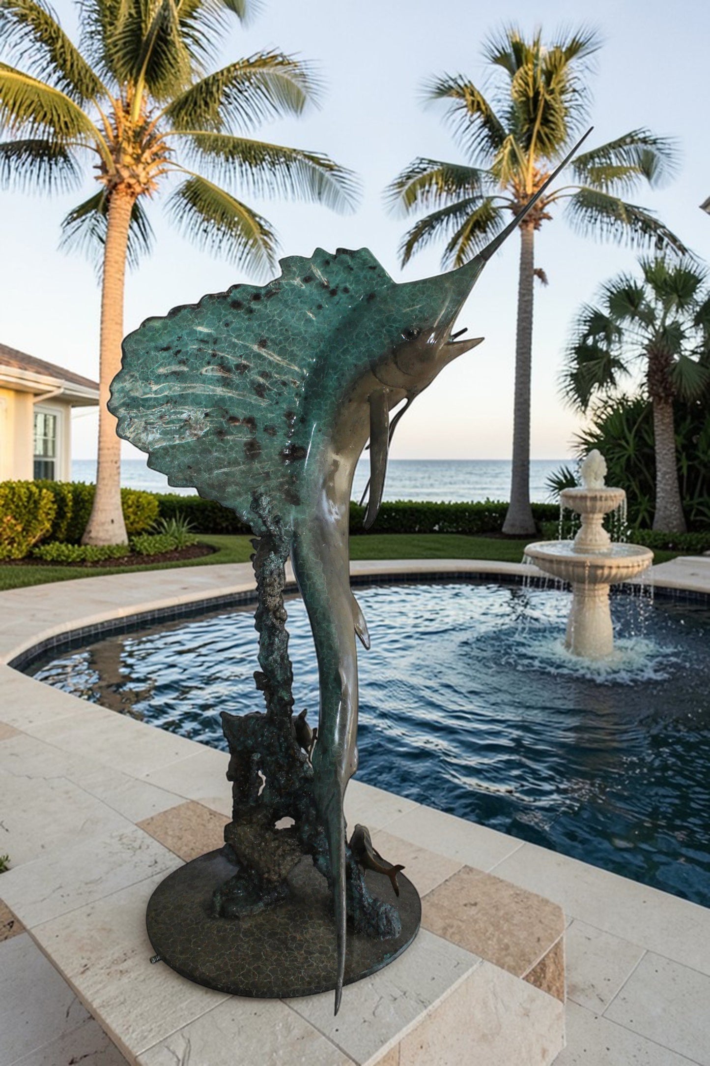 Lifesize Bronze Sailfish Bronze Statue Capturing Ocean Majesty 55" x 43" x 78"H