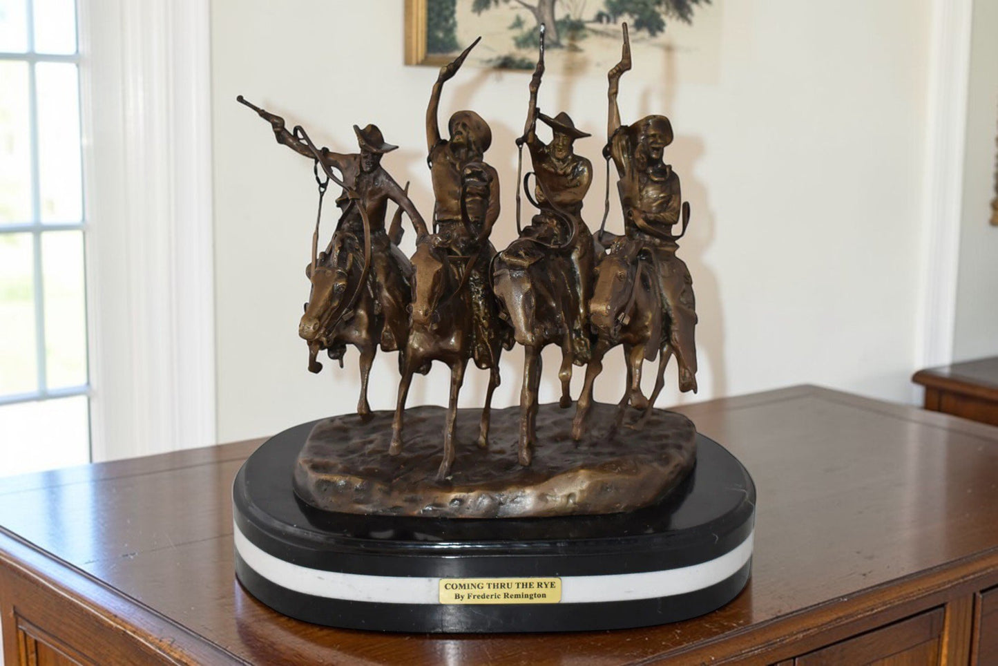 Coming Thru the Rye Remington Replica Bronze Statue Size: 13" x 12" x 14"H