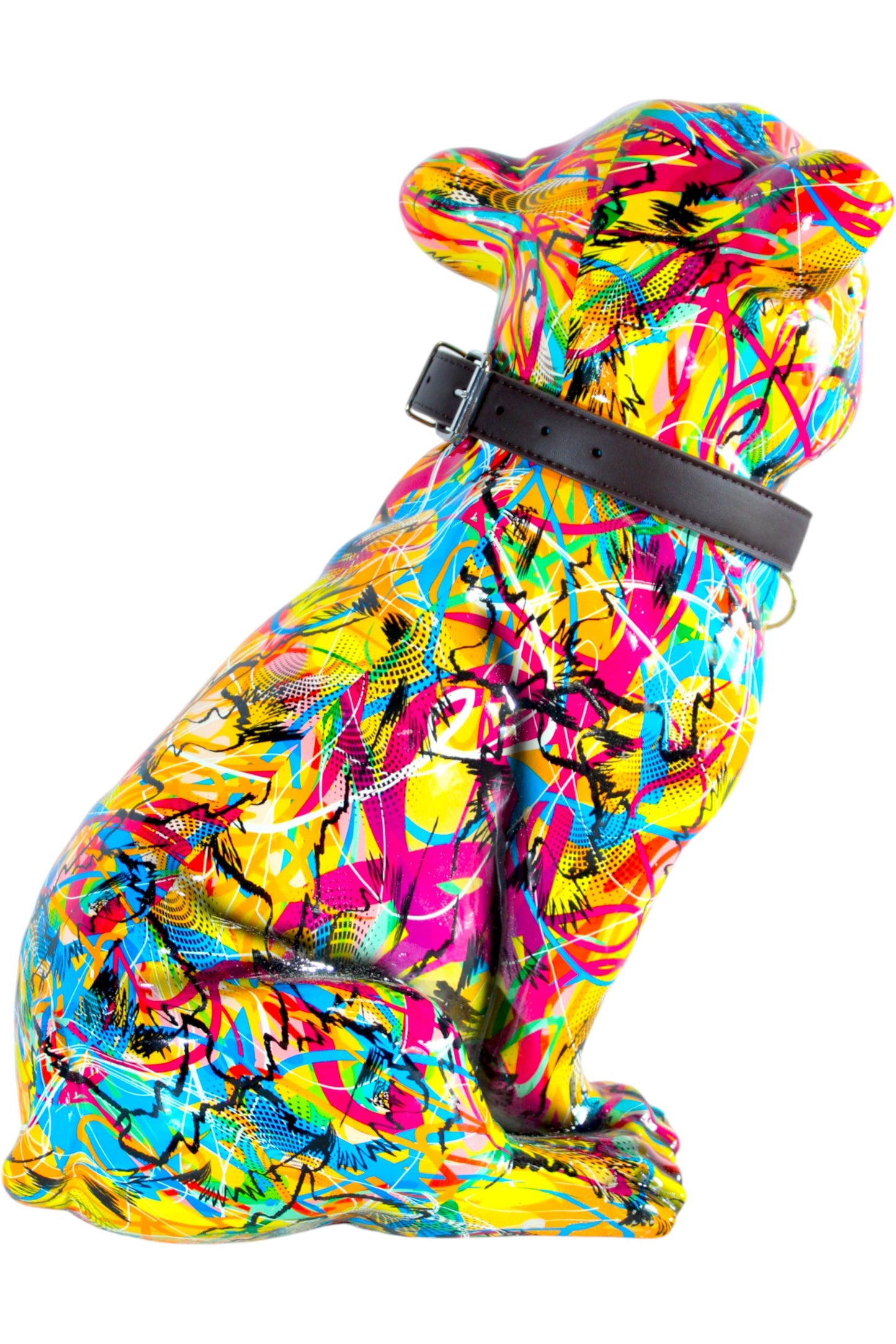 Vibrant Bulldog Resin Statue Pop Art Style Dog Decor Sculpture 18" x 11" x 19"H