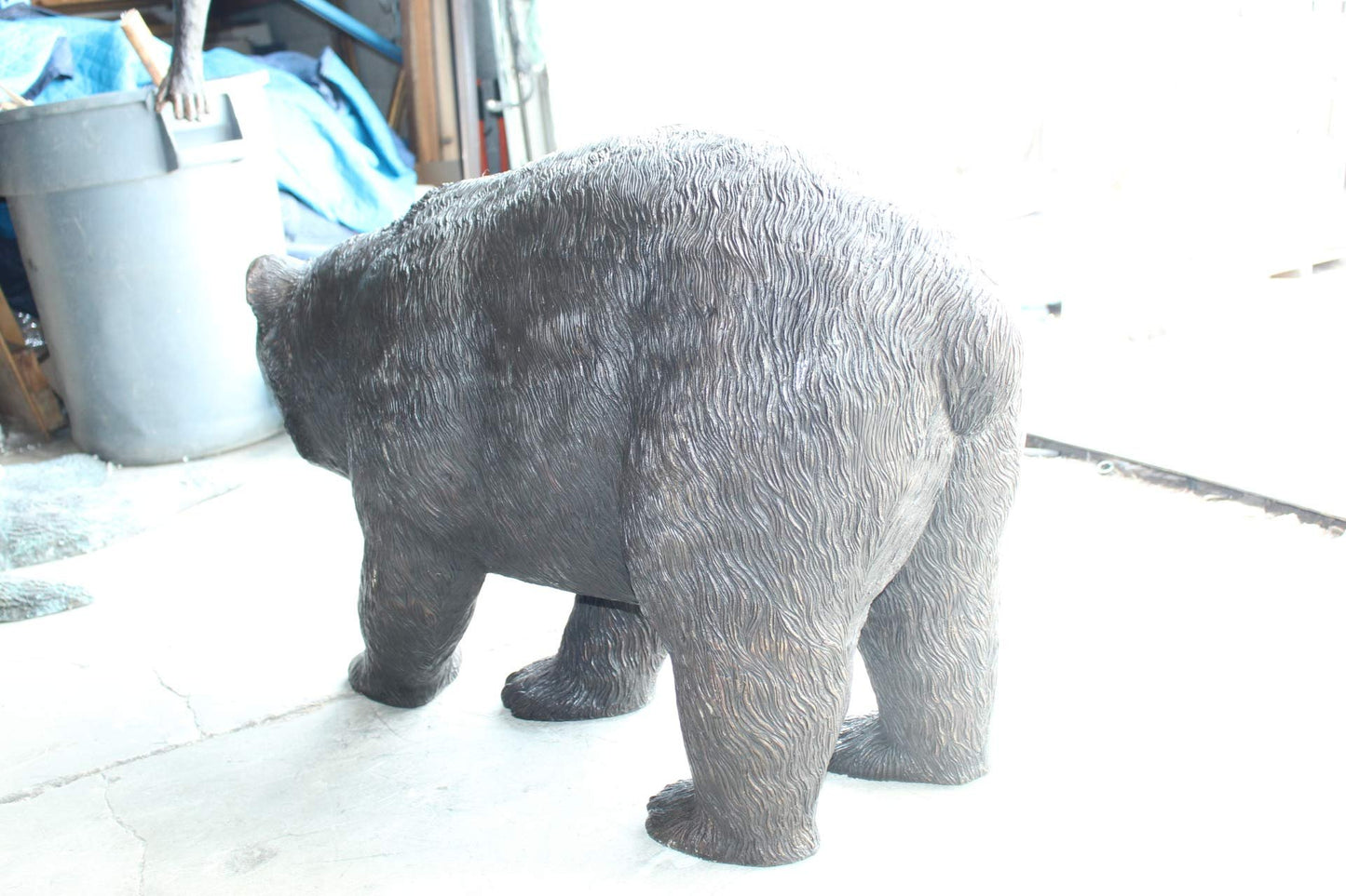 A Bear Walking Bronze Hand-Crafted Durable Design Statue - Welcome Sign Guest Greeter Decor for Patio Garden, Lawn, Home, Backyard - Home Decor - Art Decoration - 39" Length x 12" Width x 24" Height