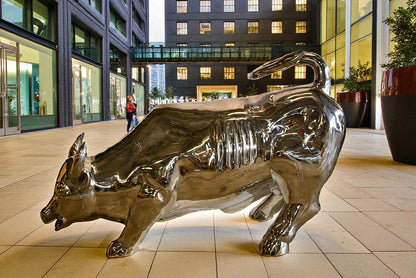Large Wall Street Bull Made of Stainless Steel 60" x 30" x 37"H