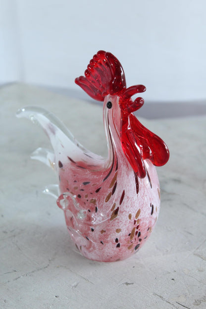 NIFAO Glass Rooster Figurine Hand Blown Art Glass Tabletop Decor 8" x 4" x 8"H