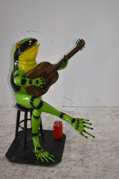 Green Frog Playing the Guitar Bronze Statue Size: 23" x 21" x 29"H