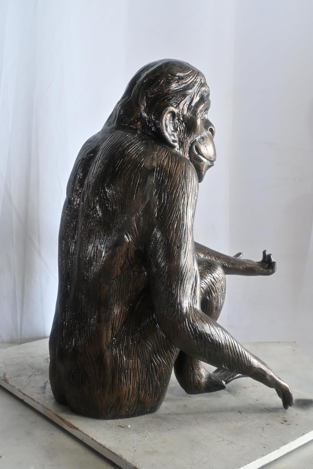 Realistic Sitting Chimpanzee Handcrafted Aluminum Statue 27"x21"x31"H