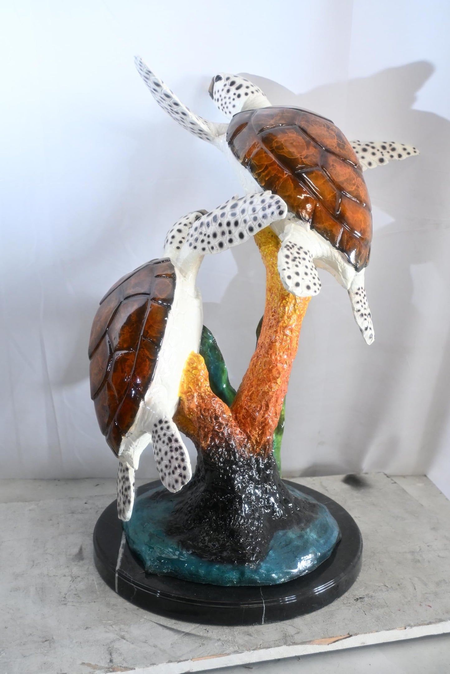 Two Sea Turtles Bronze Sculpture Ascending Formation 26"x31"x33"H