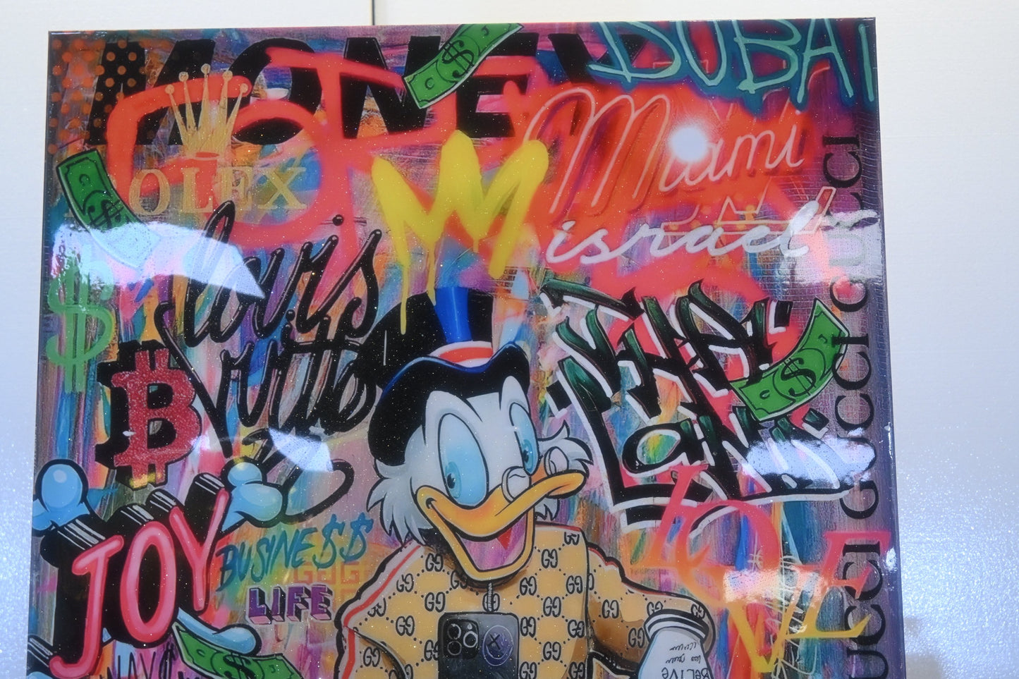 Giant Wealthy Duck Luxury Graffiti Resin Canvas 50"x69"