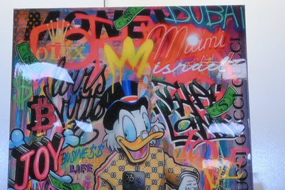 Giant Wealthy Duck Luxury Graffiti Resin Canvas 50"x69"