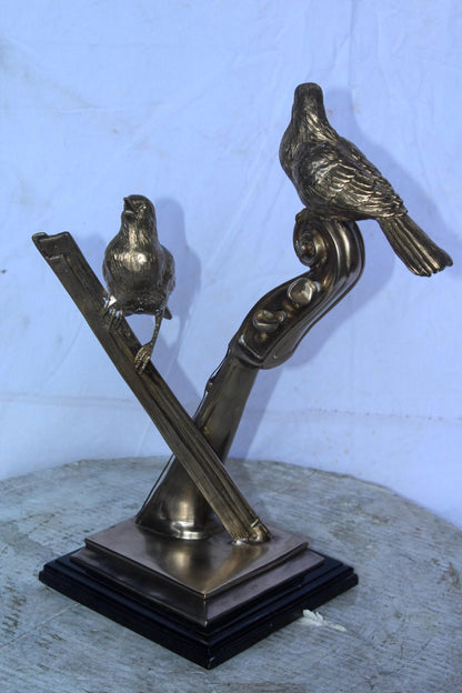 Creative Art, Violin and Two Birds, Bronze Statue in Silver Finish 12 x 8 x 19"H