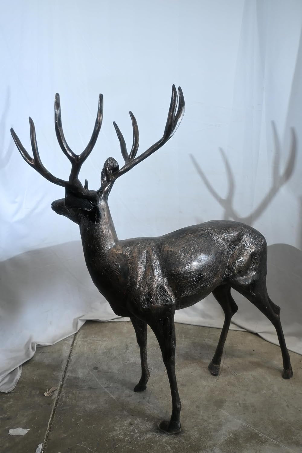 Life Size Aluminum Standing Deer Stag Statue 48"x30"x55"H