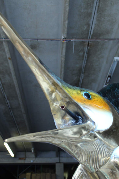 NIFAO Bronze Sailfish with 4 Mahi Mahi Statue –Tall Handcrafted Lost-Wax Cast Bronze Fountain Sculpture with Patina & Polychrome Finish,Outdoor Garden & Décor Masterpiece 90" L x 34" W x 90" H