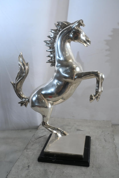 Ferrari Prancing Horse Bronze Silver Finish Sculpture 20"x9"x29"H