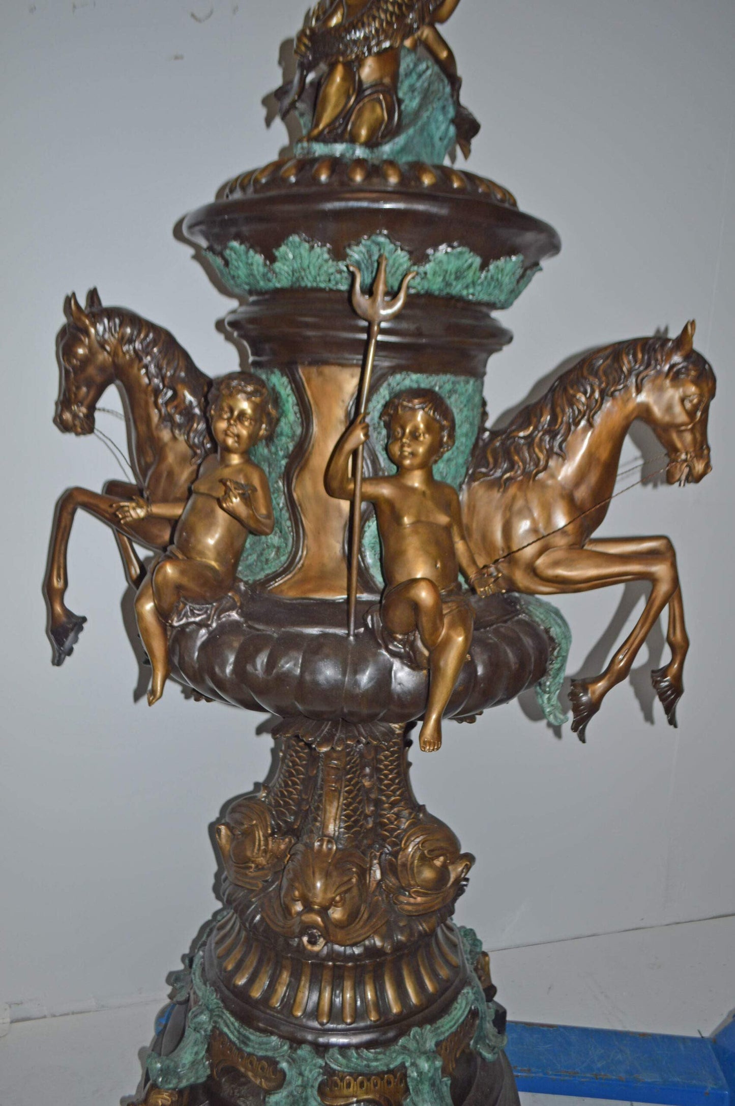 Seven feet tall Bronze, Tiered Outdoor pond Fountain - Size: 46"L x 46"W x 84"H.