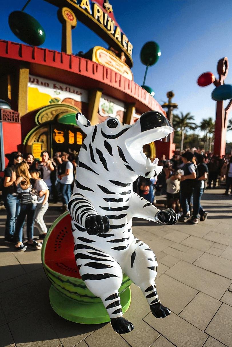 Happy Hippo Wearing Pajamas on a Watermelon Fiberglass statue 40" x 58" x 67"H