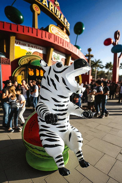 Happy Hippo Wearing Pajamas on a Watermelon Fiberglass statue 40" x 58" x 67"H