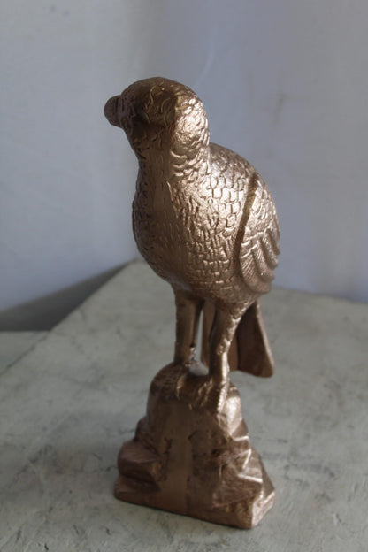 Aluminum Bird on Rock with Gold Finish, Elegant Decor 7" x 5" x 15"H