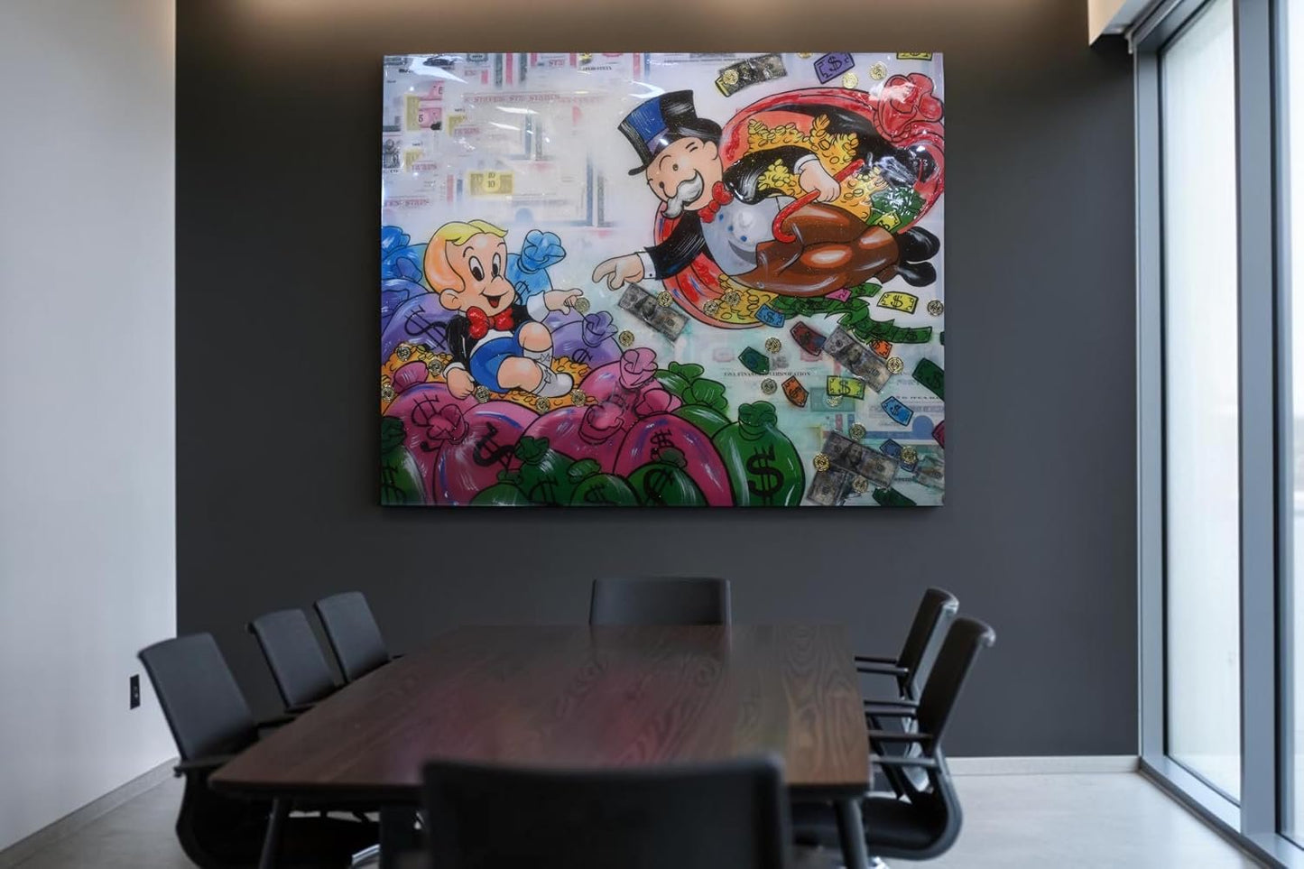 Richie Rich and Monopoly Man Money Pop Art Canvas 50"x40"