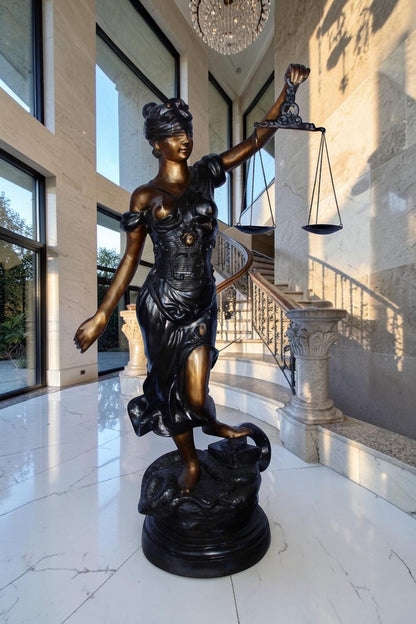 Lady Justice carrying scale bronze statue -  Size: "L x "W x "H.