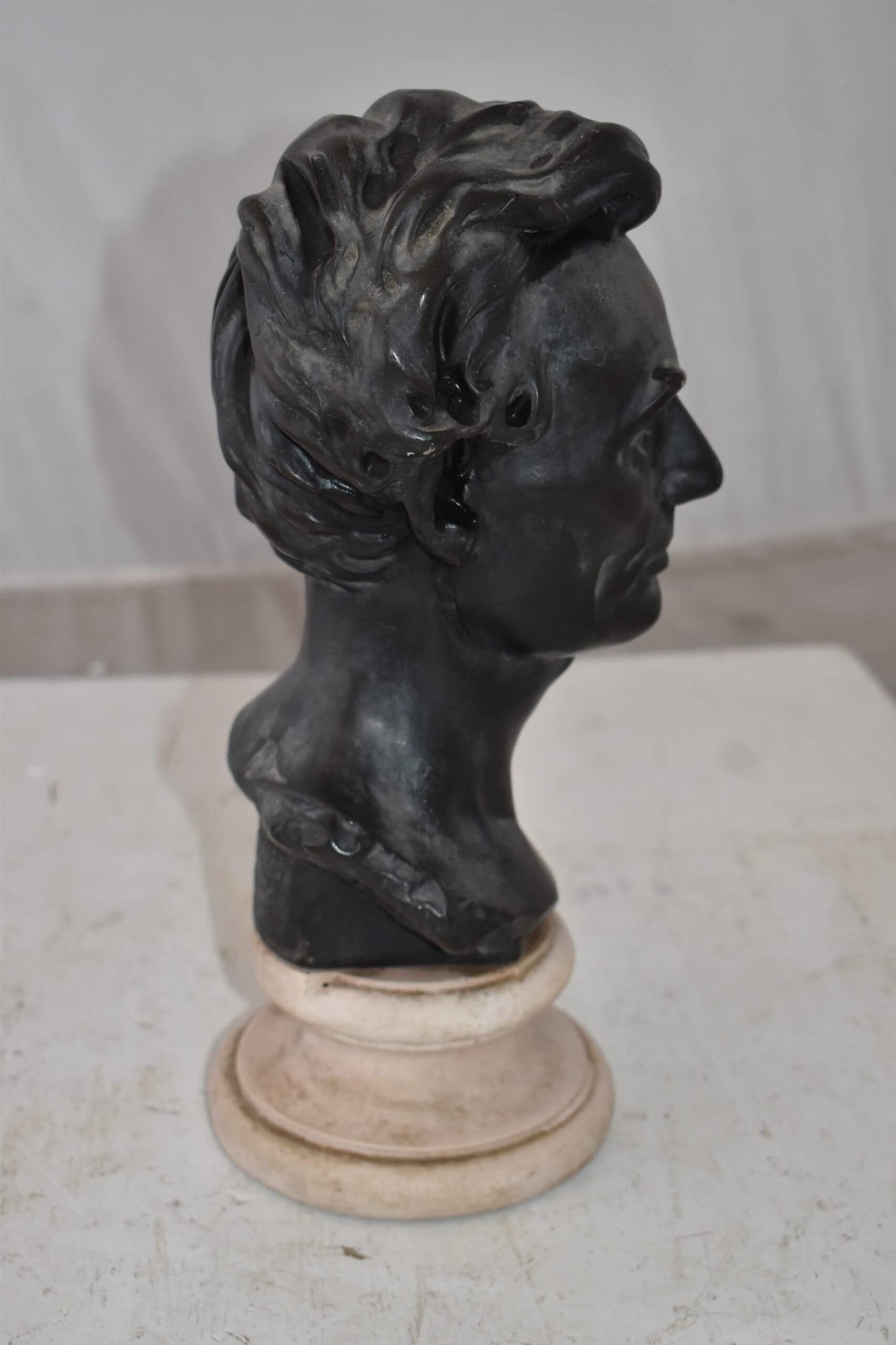 Replica of Abraham Lincoln by Leonardo Volk Plaster Cast Statue  6" x 7" x 13"H