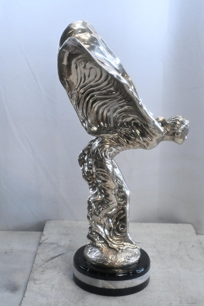 Spirit of Ecstasy Silver Bronze Sculpture Rolls Royce 10"x15"x24"H