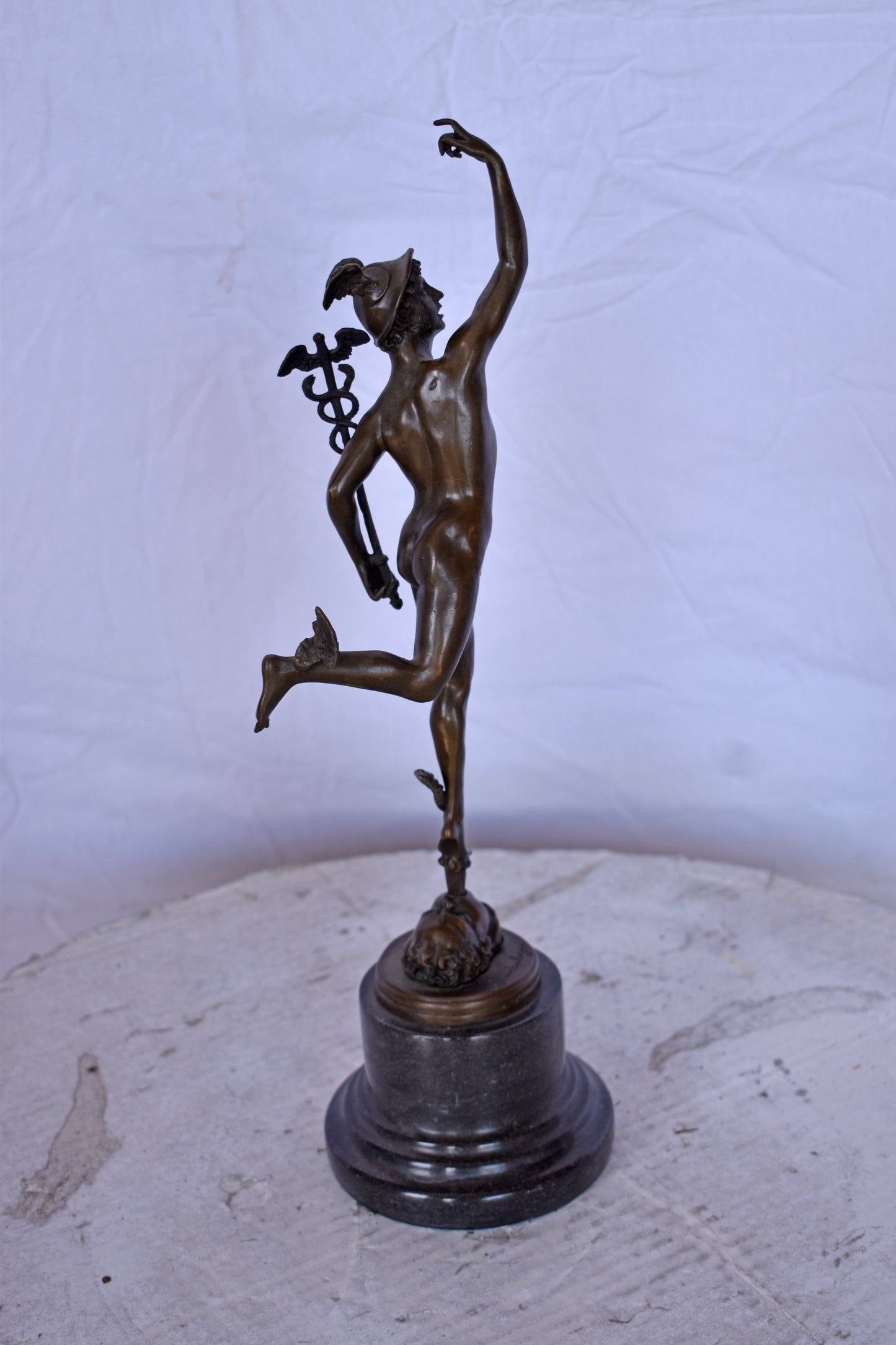 19th Century Mercury Hermes Tabletop Bronze Statue - Size: 5"L x 6"W x 17"H.